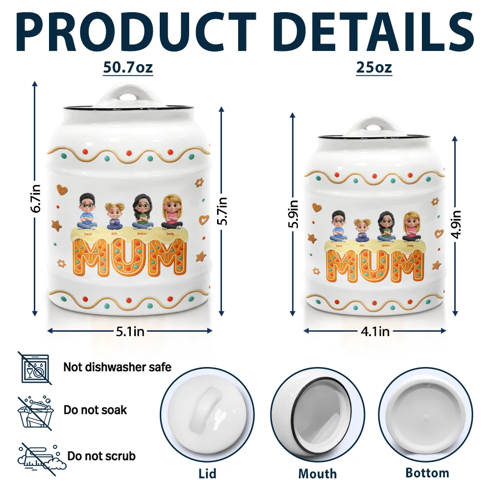 Grandma Mom 3D Effect - Personalized Cookie Jar - Image 5