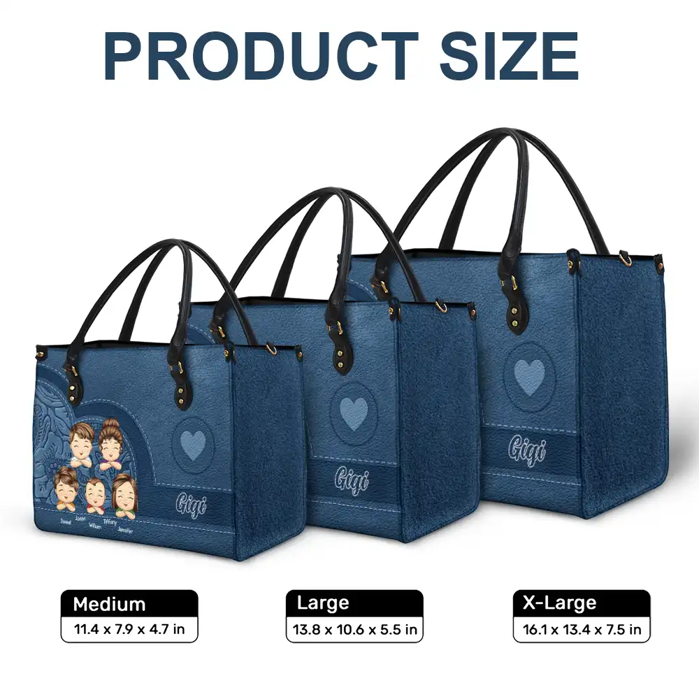 Grandma Mom Aesthetic Pattern - Personalized Leather Bag - Image 6