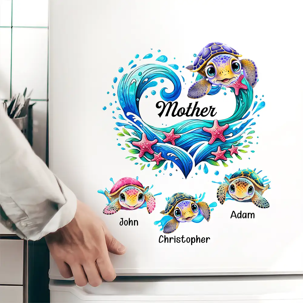 Grandma Mom And Baby Turtles - Personalized Decor Decal - Image 4