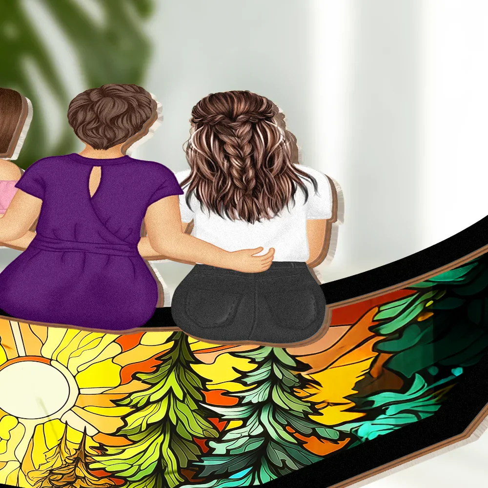 Grandma Mom And Children Sitting On The Moon - Personalized Plug-in Night Light - Image 4
