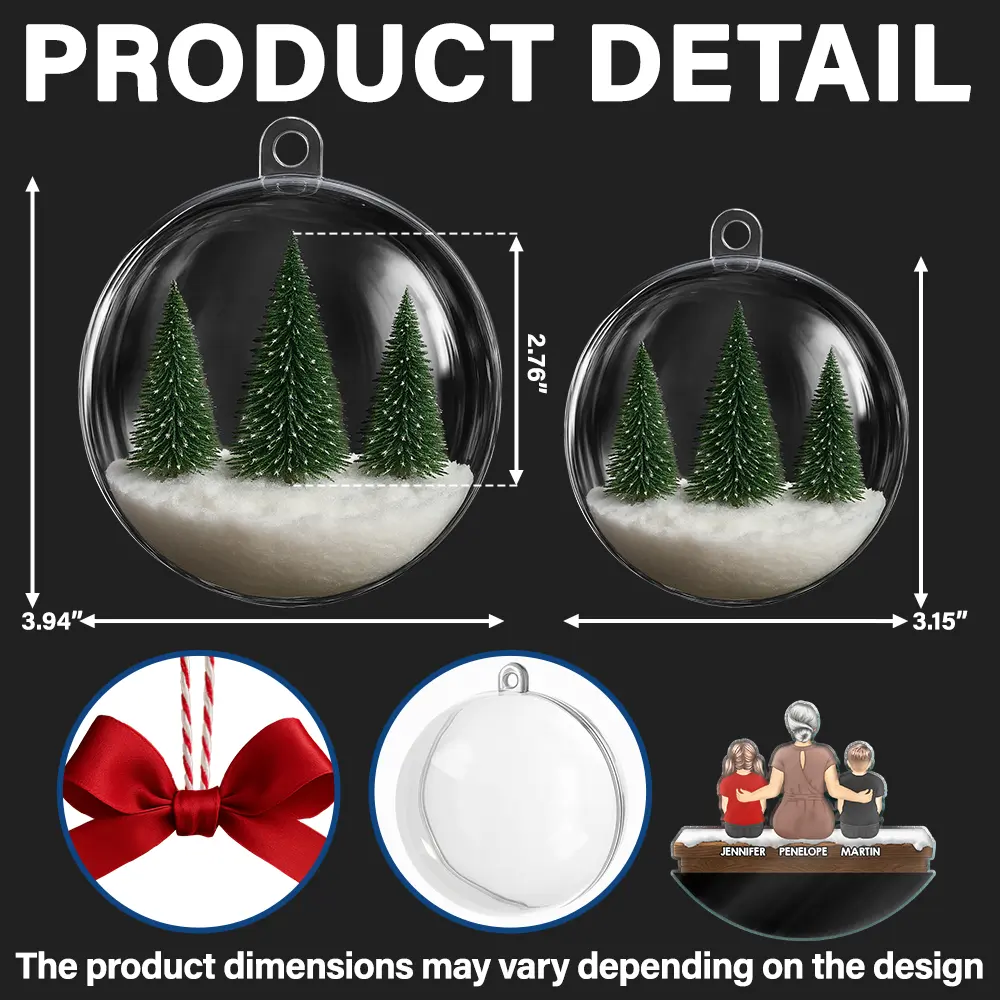Grandma Mom And Children Together - Personalized 3D Acrylic Ball Ornament - Image 2