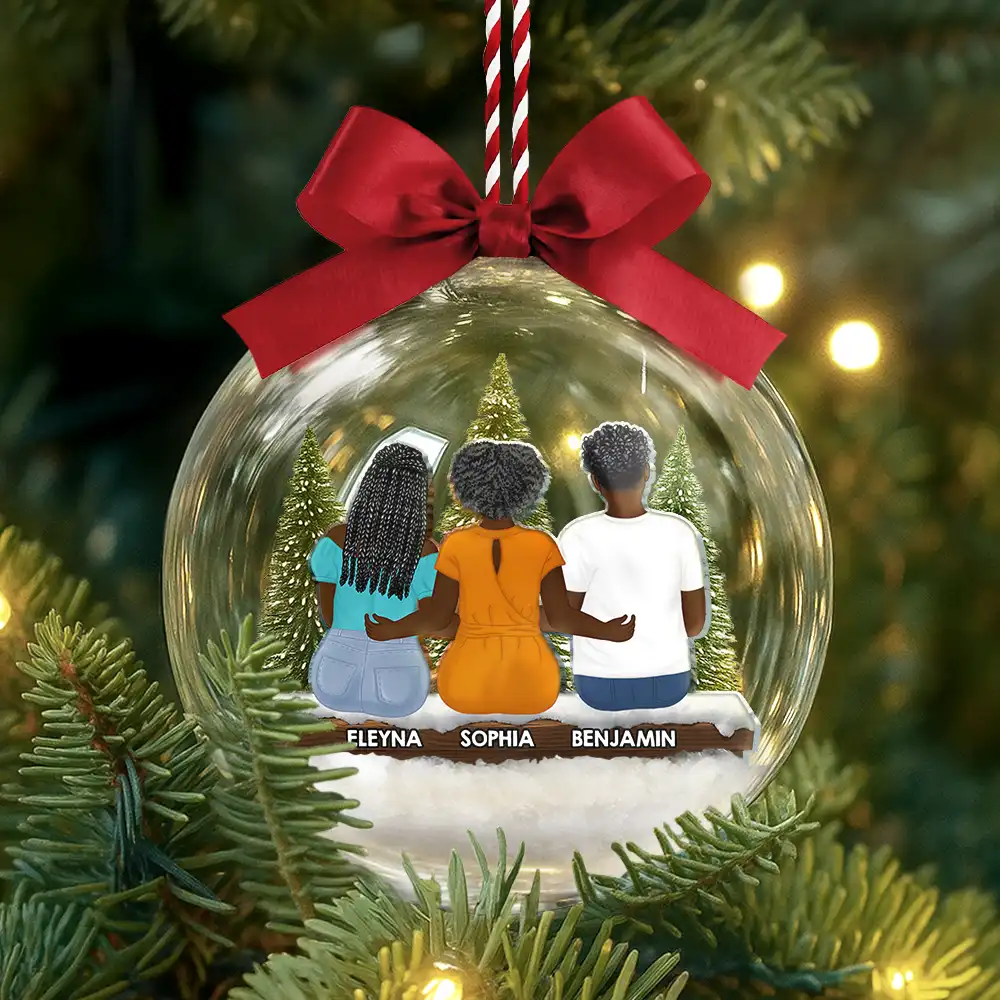 Grandma Mom And Children Together - Personalized 3D Acrylic Ball Ornament - Image 3