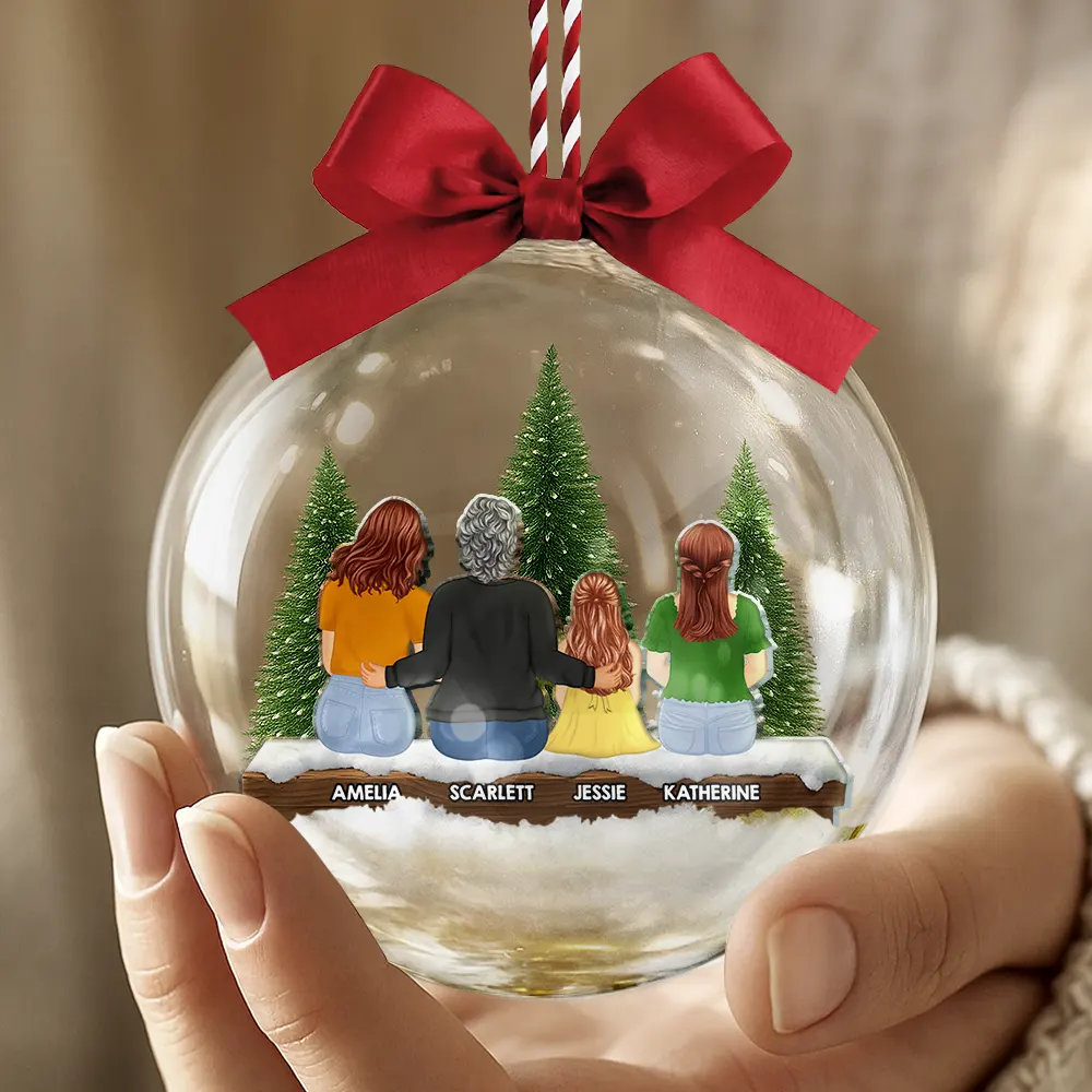 Grandma Mom And Children Together - Personalized 3D Acrylic Ball Ornament - Image 4