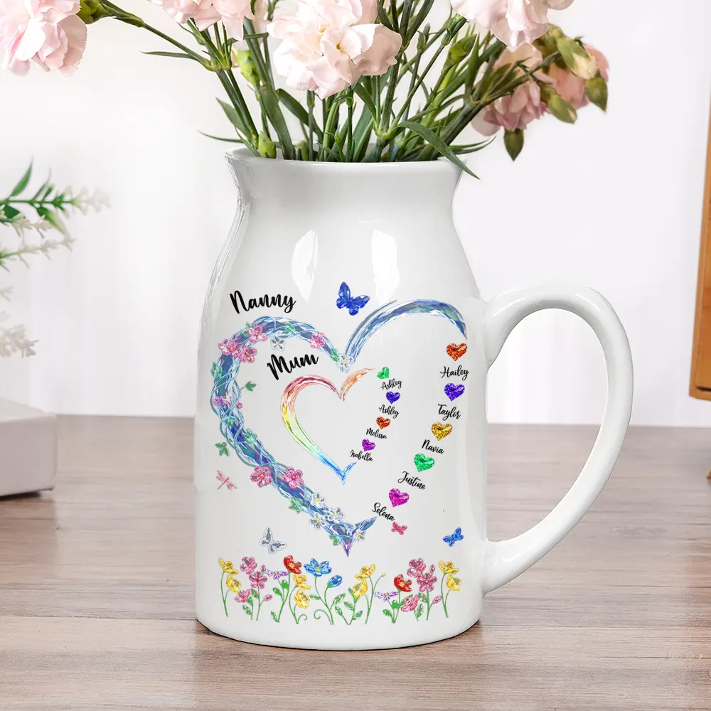 Grandma Mom Crystal Sweathearts - Personalized Ceramic Flower Vase - Image 5