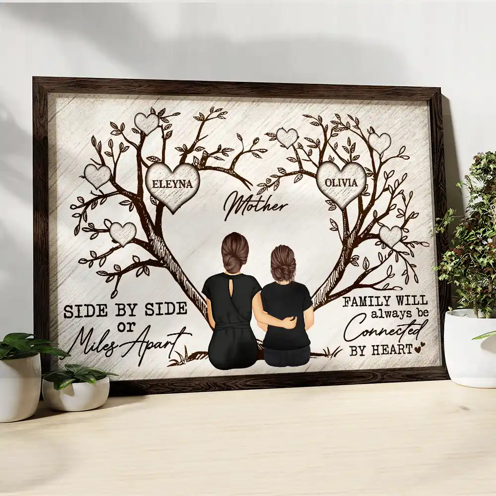 Grandma Mom Family Will Always Be Connected By Heart - Personalized Poster - Image 3