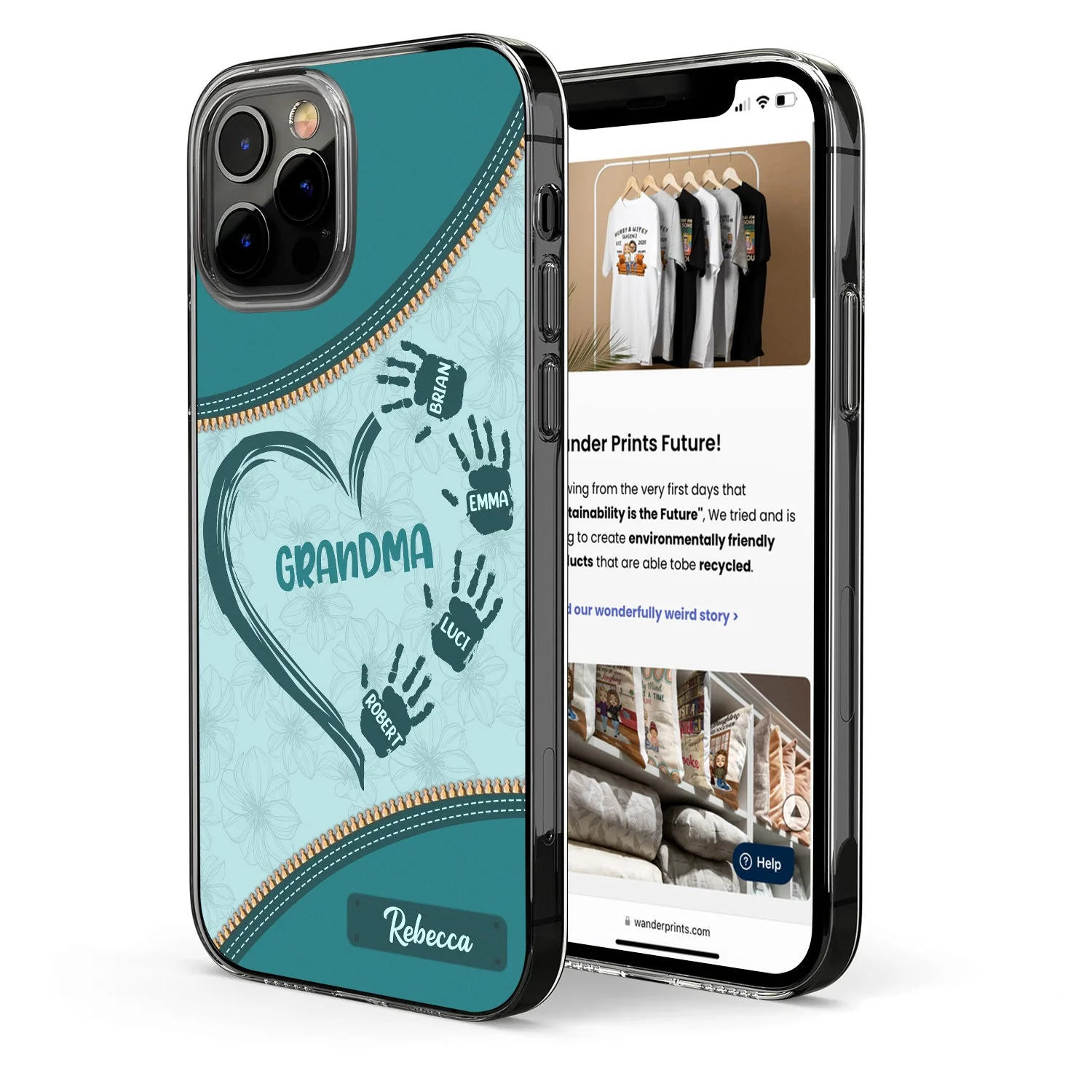 Grandma Mom Heart Kids' Handprints - Gift For Grandmother, Mother - Personalized Clear Phone Case - Image 2