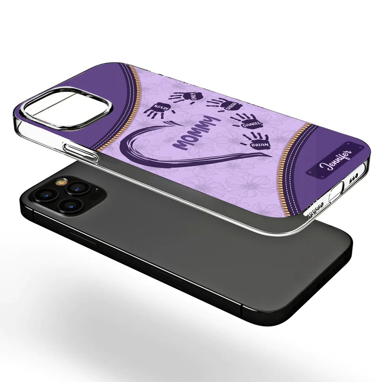 Grandma Mom Heart Kids' Handprints - Gift For Grandmother, Mother - Personalized Clear Phone Case - Image 3