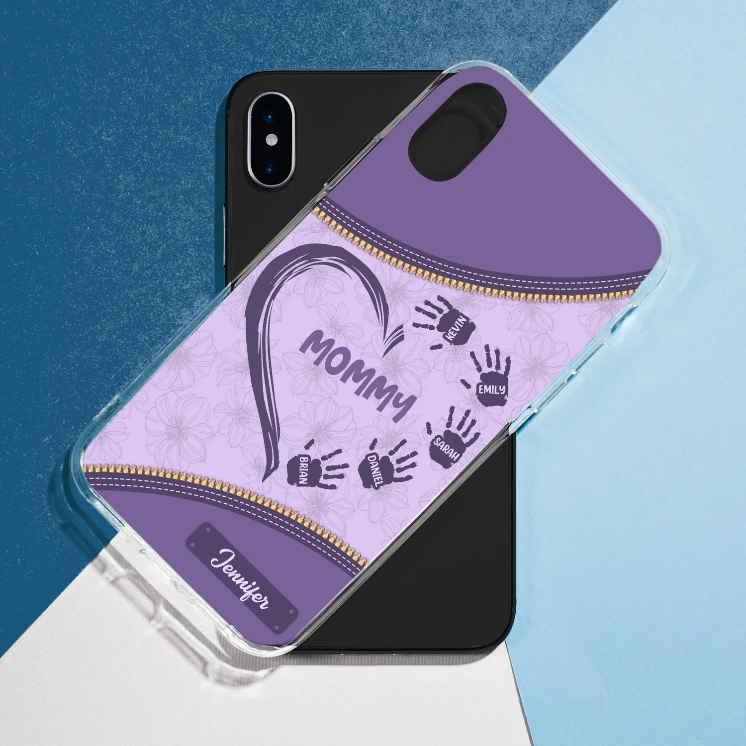 Grandma Mom Heart Kids' Handprints - Gift For Grandmother, Mother - Personalized Clear Phone Case - Image 5