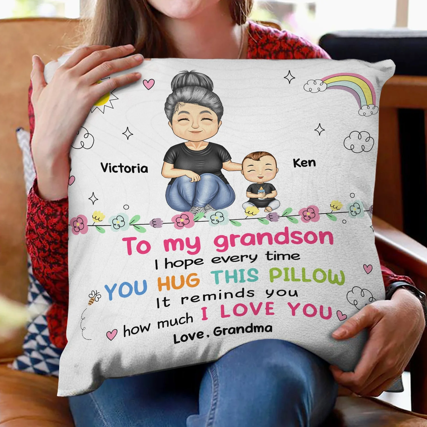Grandma Mom How Much I Love You - Gift For Kids, Granddaughter, Grandson - Personalized Pillow - Image 2