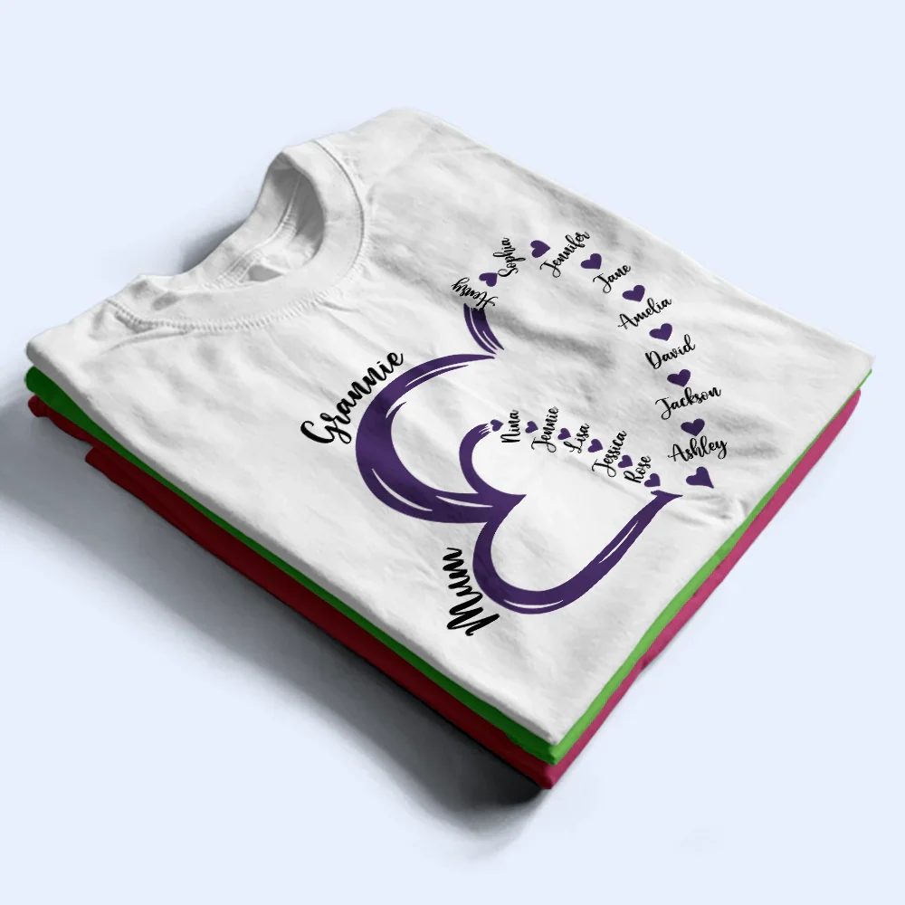 Grandma Mom Little Hearts - Personalized T Shirt - Image 2