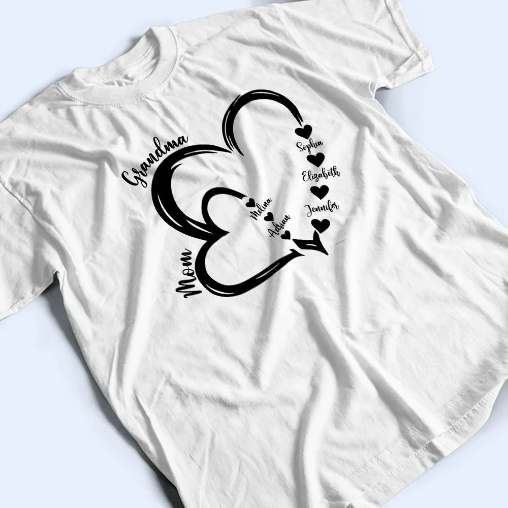 Grandma Mom Little Hearts - Personalized T Shirt - Image 3
