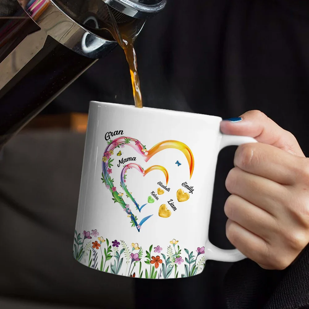 Grandma Mom Sweethearts 3D Effect Faux Ceramic Glaze - Personalized White Edge-to-Edge Mug - Image 4