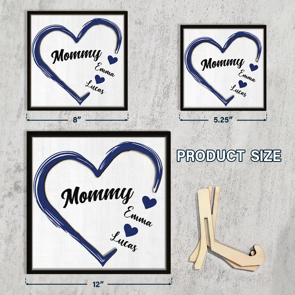 Grandma Mom Sweethearts - Personalized 2-Layered Wooden Plaque With Stand - Image 4