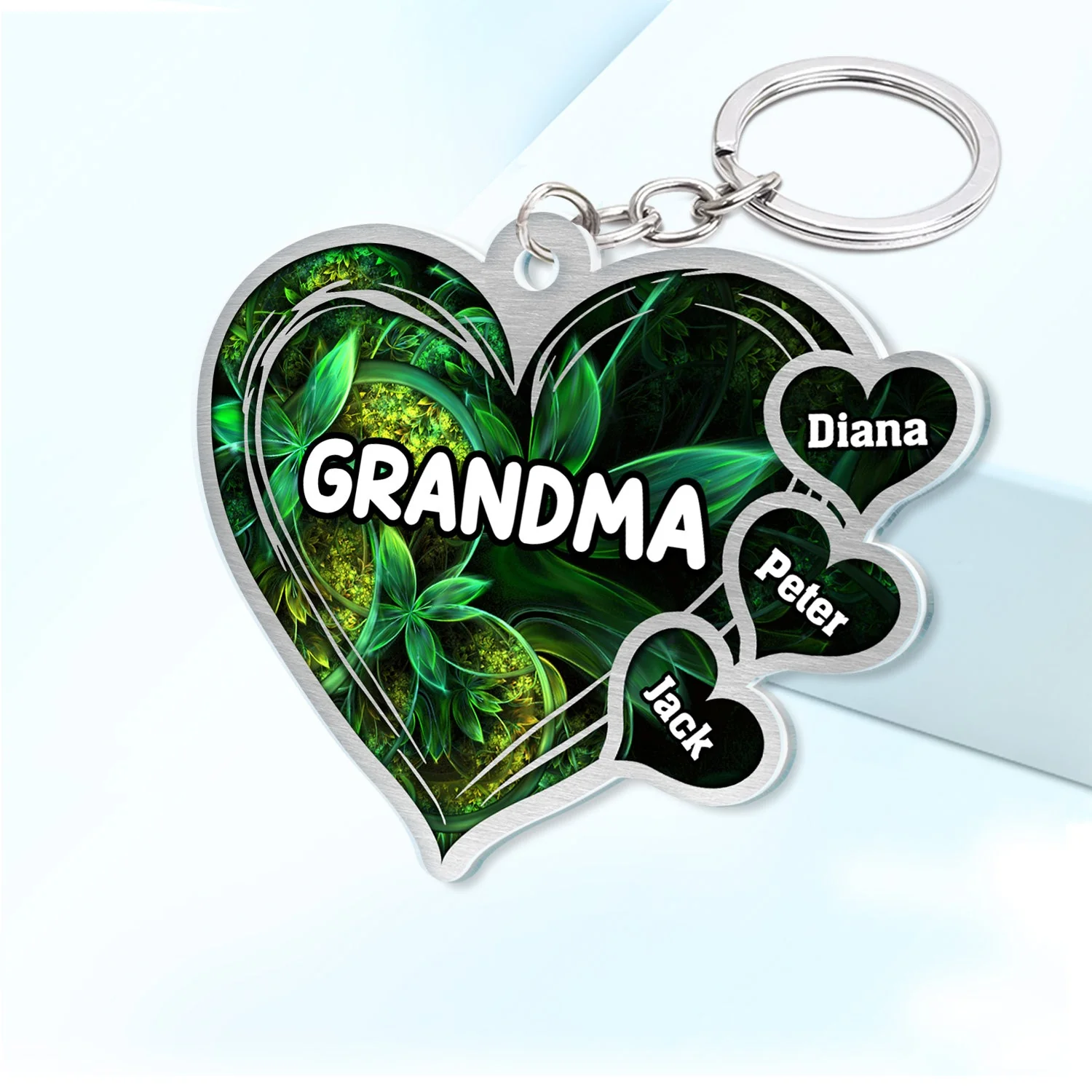 Grandma Mom Title Lovely Hearts - Birthday, Loving Gift For Mother, Grandmother - Personalized Cutout Acrylic Keychain - Image 2