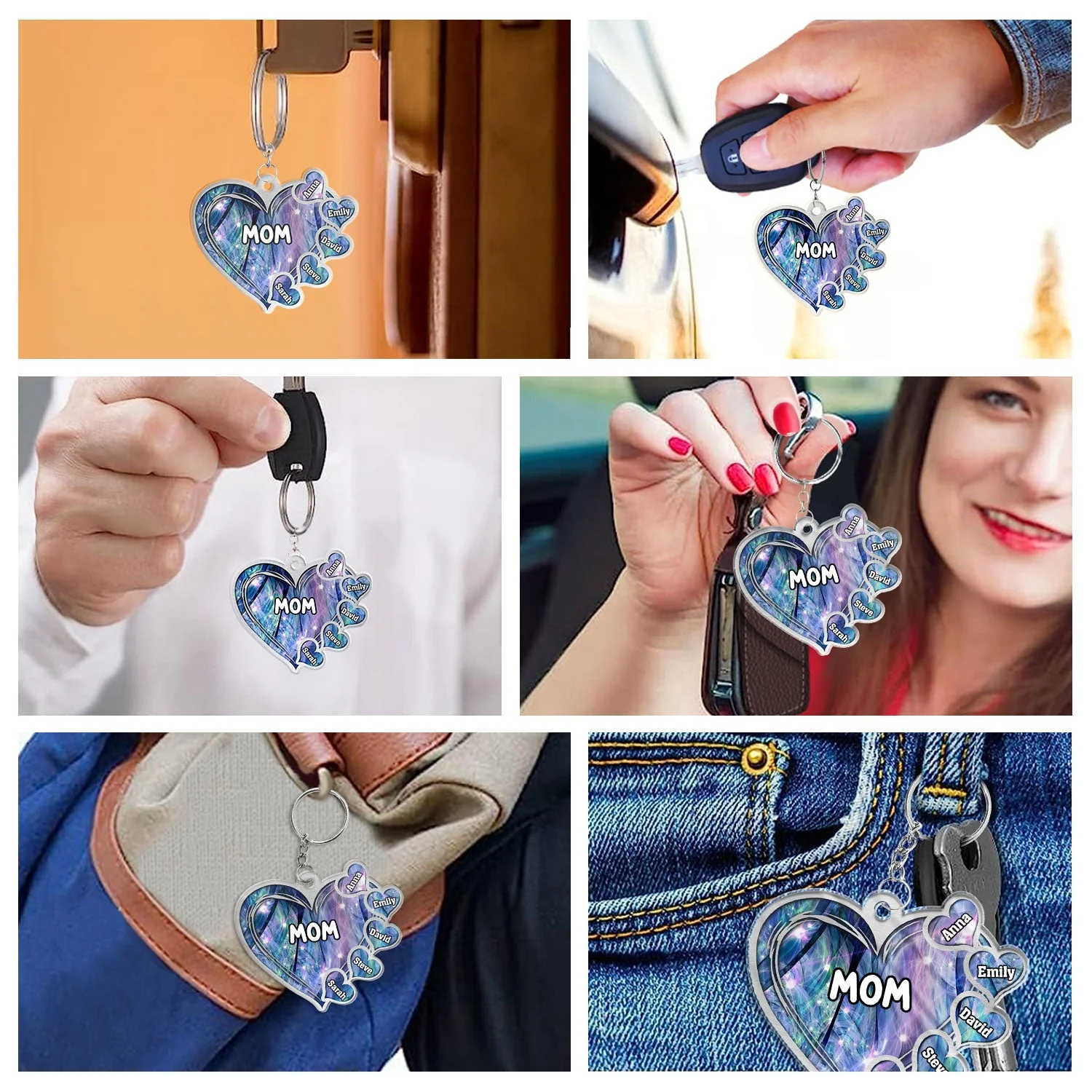 Grandma Mom Title Lovely Hearts - Birthday, Loving Gift For Mother, Grandmother - Personalized Cutout Acrylic Keychain - Image 6