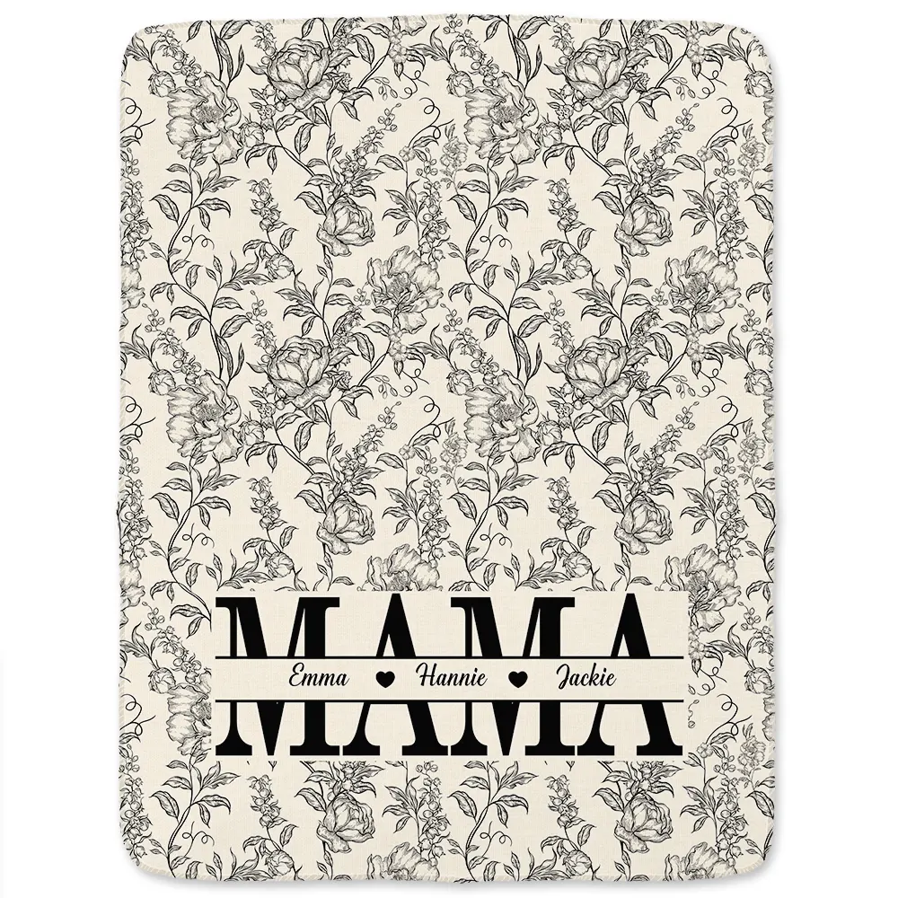 Grandma Mom Toile De Jouy Pattern - Personalized Fleece Blanket, Sherpa Blanket - Image 2
