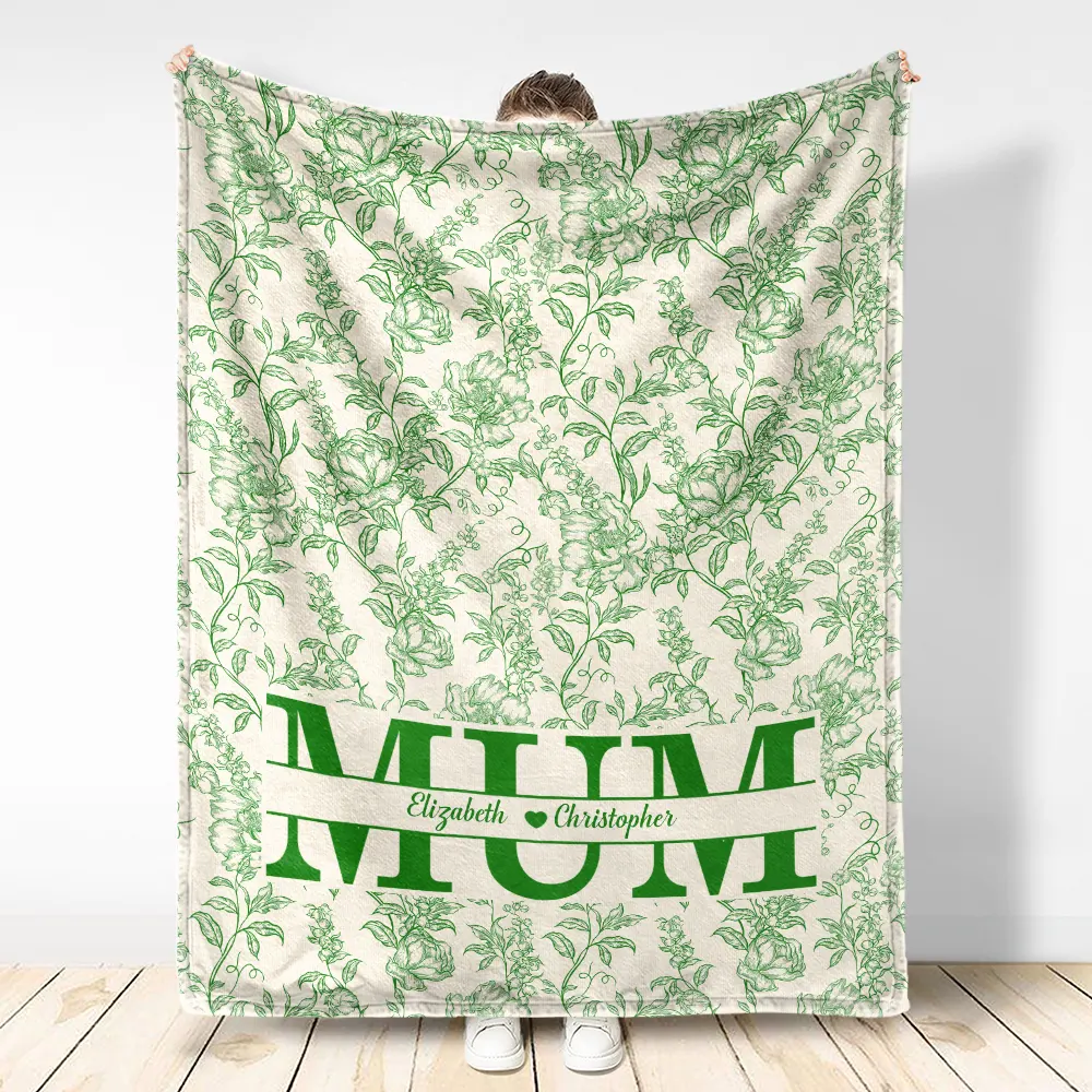 Grandma Mom Toile De Jouy Pattern - Personalized Fleece Blanket, Sherpa Blanket - Image 3