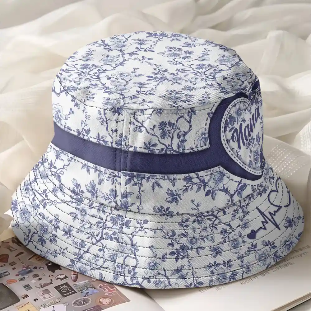 Grandma Mom Toile De Jouy - Personalized Bucket Hat - Image 2