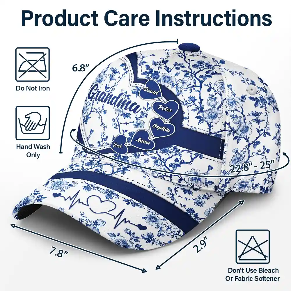 Grandma Mom Toile De Jouy - Personalized Classic Cap - Image 6