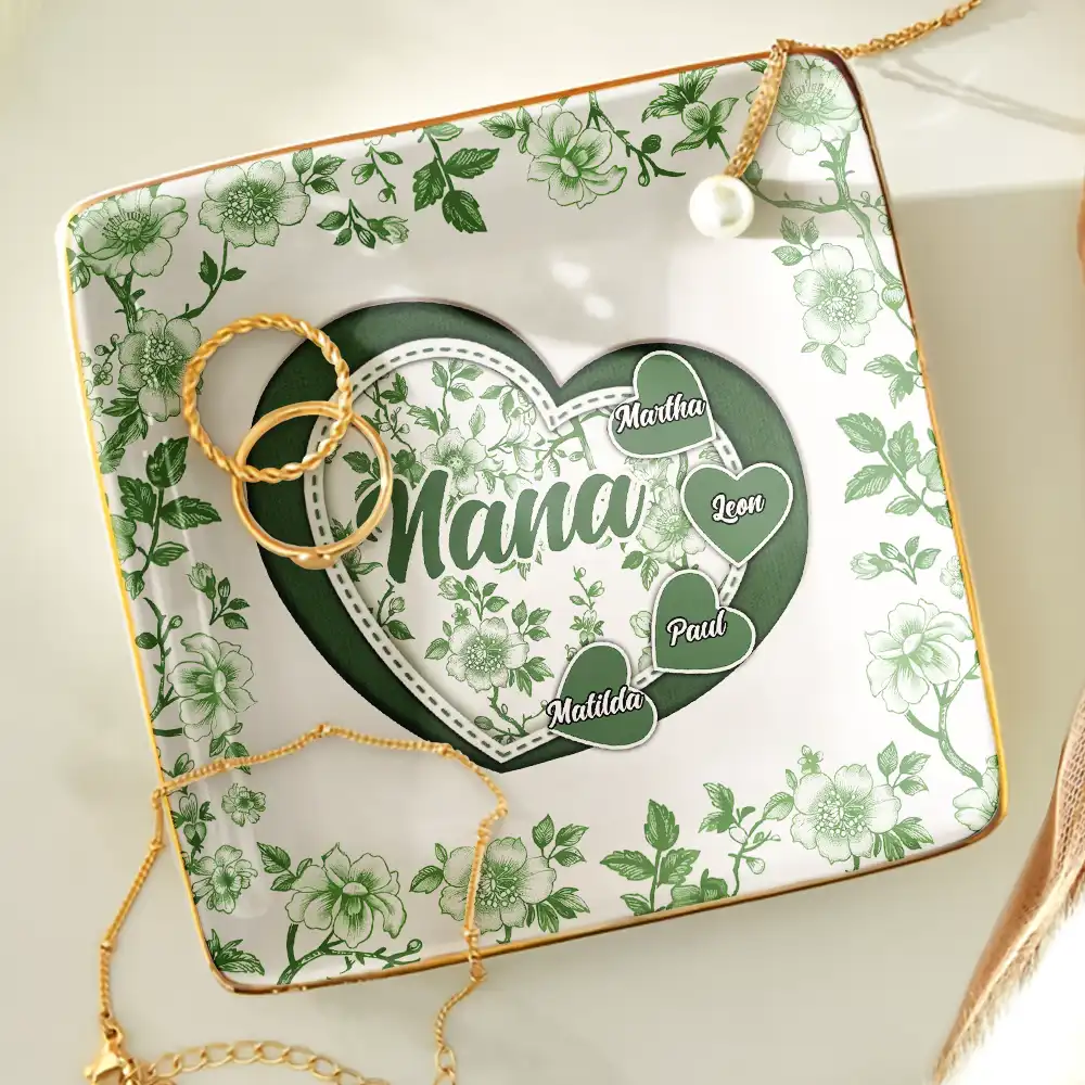 Grandma Mom Toile De Jouy - Personalized Ring Dish - Image 4