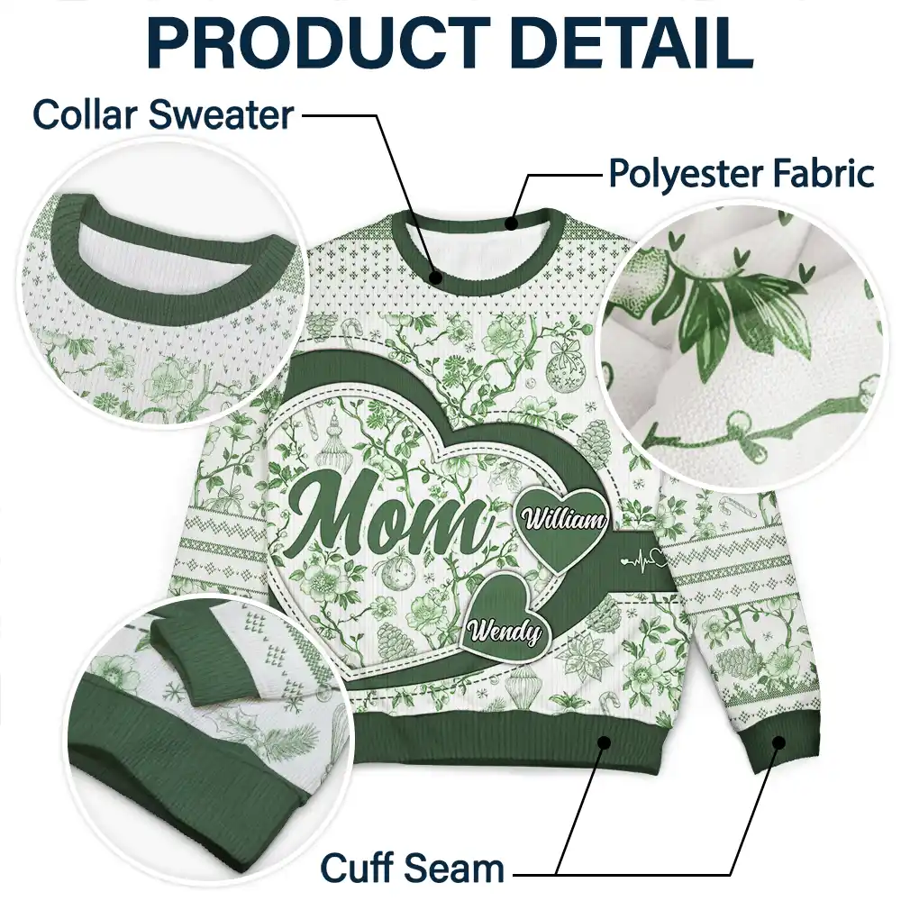Grandma Mom Toile De Jouy - Personalized Unisex Ugly Sweater - Image 7