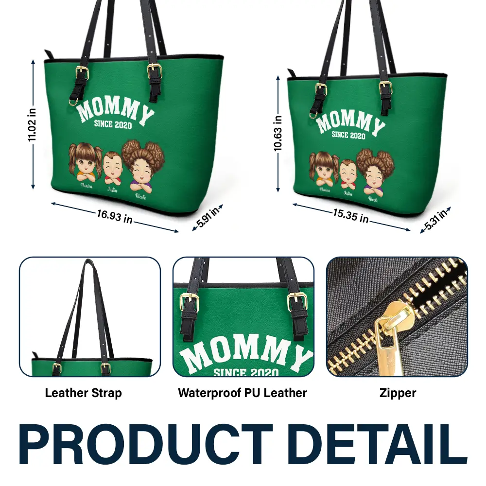 Grandma Mommy Since - Personalized Leather Tote Bag - Image 6