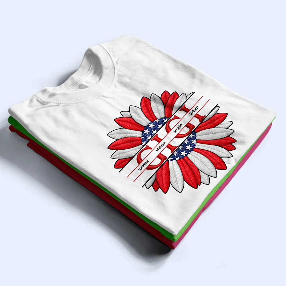 Grandma Mommy We Love You Embroidery Effect Prints - Personalized T Shirt - Image 2