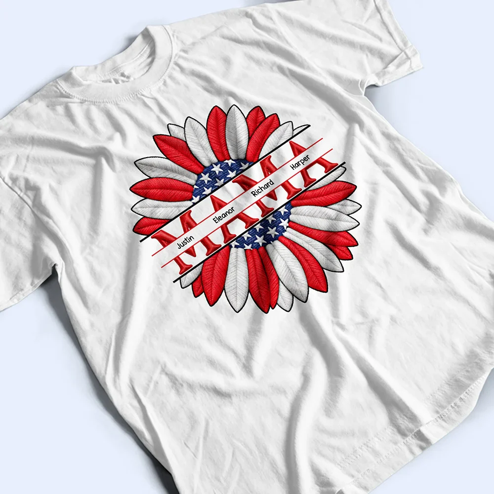 Grandma Mommy We Love You Embroidery Effect Prints - Personalized T Shirt - Image 3