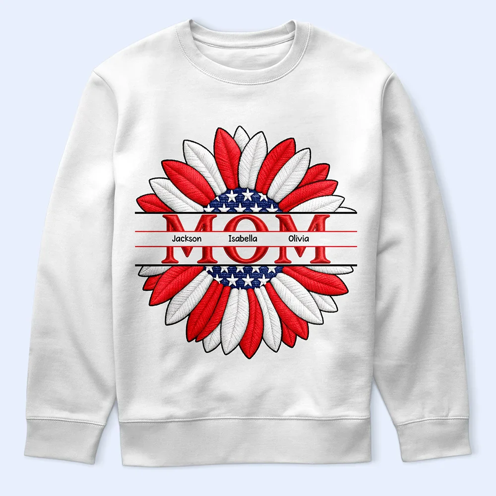 Grandma Mommy We Love You Embroidery Effect Prints - Personalized T Shirt - Image 5