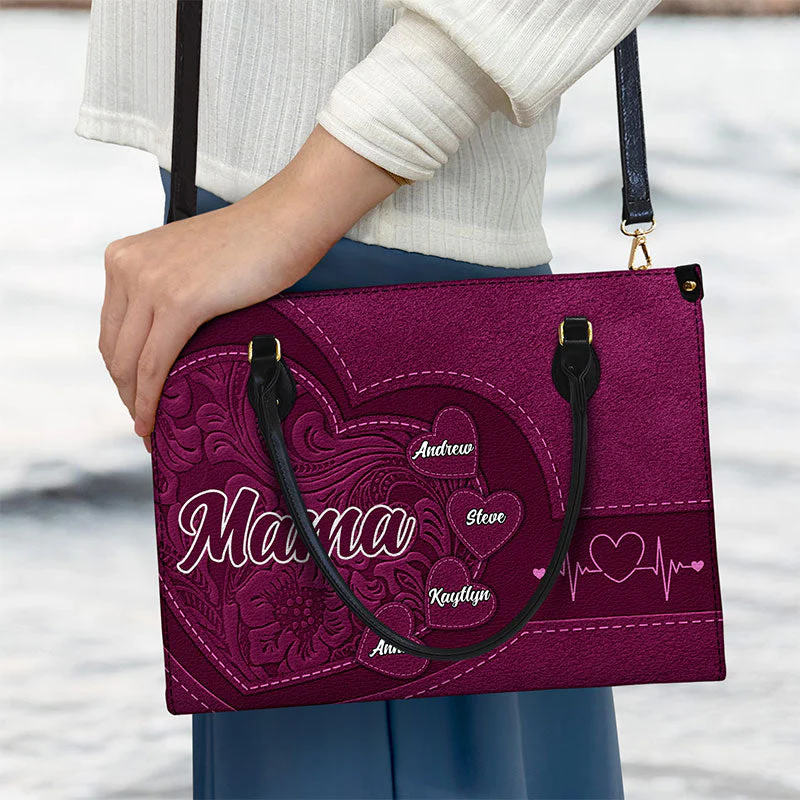 Grandma Mommy's Little Sweethearts - Personalized Combo Leather Wallet And Bag - Image 4