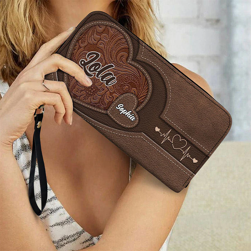 Grandma Mommy's Little Sweethearts - Personalized Combo Leather Wallet And Bag - Image 5