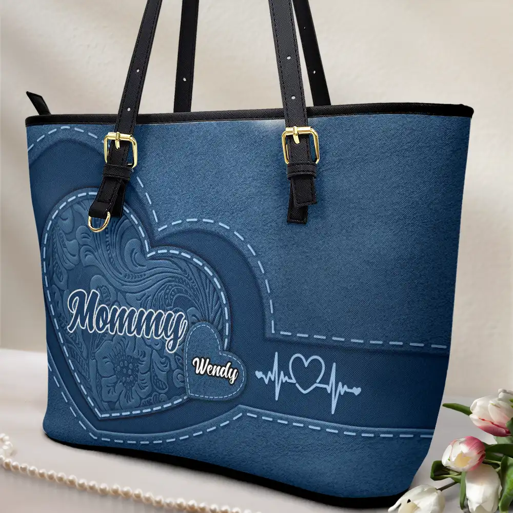 Grandma Mommy's Little Sweethearts - Personalized Leather Tote Bag - Image 2