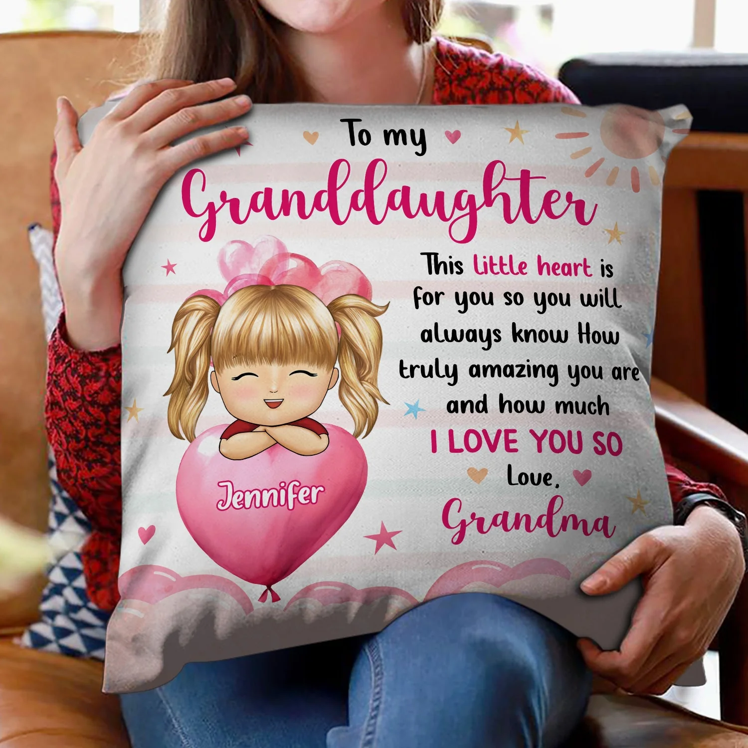 Grandma Mother How Much I Love You - Gift For Granddaughter, Kids - Personalized Pillow - Image 2