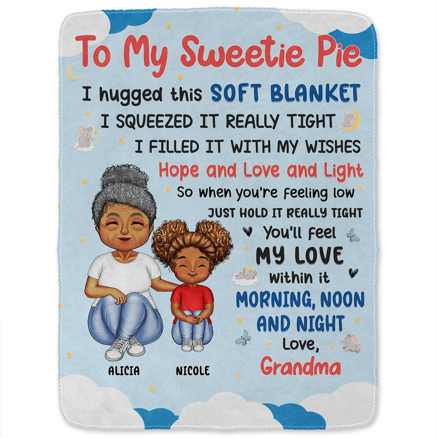 Grandma Mother Hugged This Soft Blanket - Gift For Granddaughter, Grandson, Kids - Personalized Fleece Blanket - Image 2