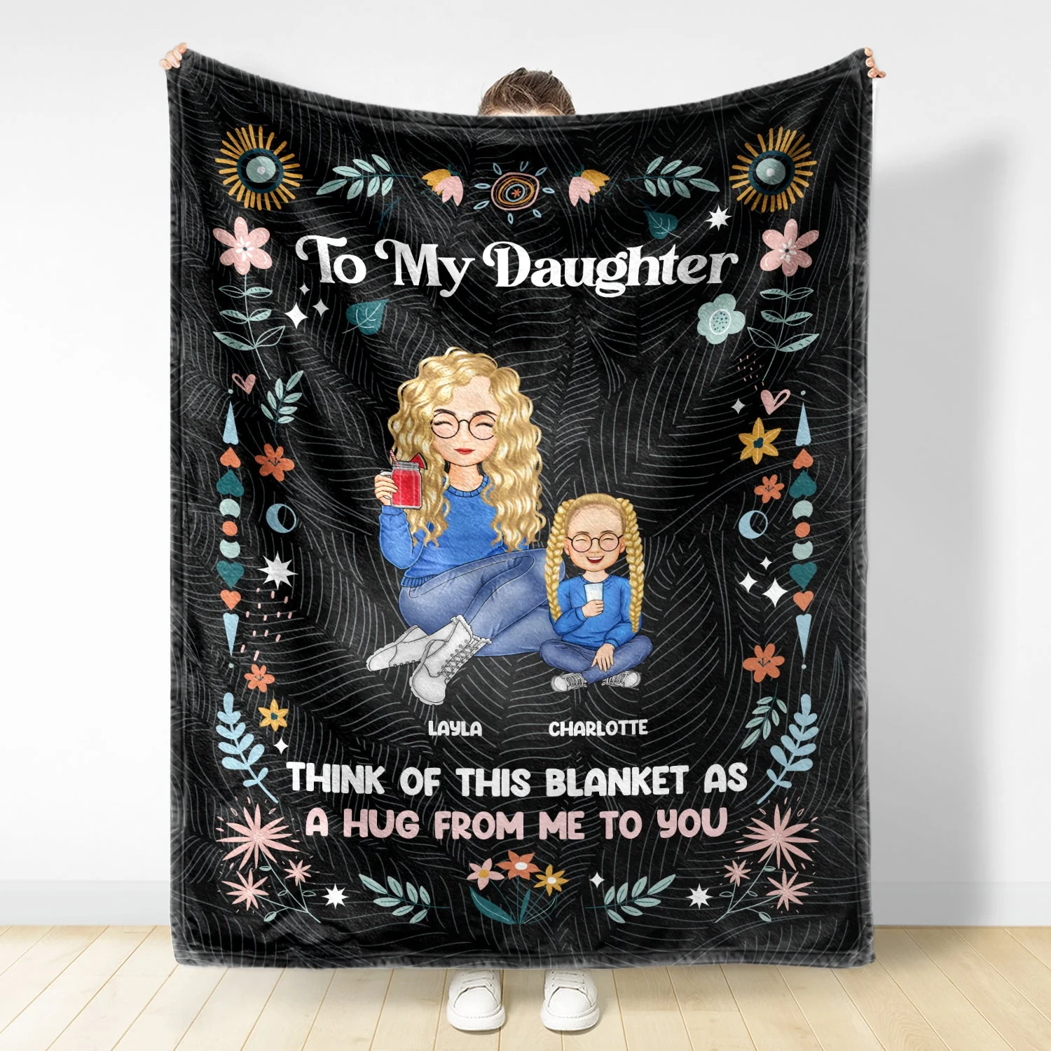 Grandma Mother Think Of This Blanket - Gift For Granddaughter, Grandson, Kids - Personalized Fleece Blanket - Image 2