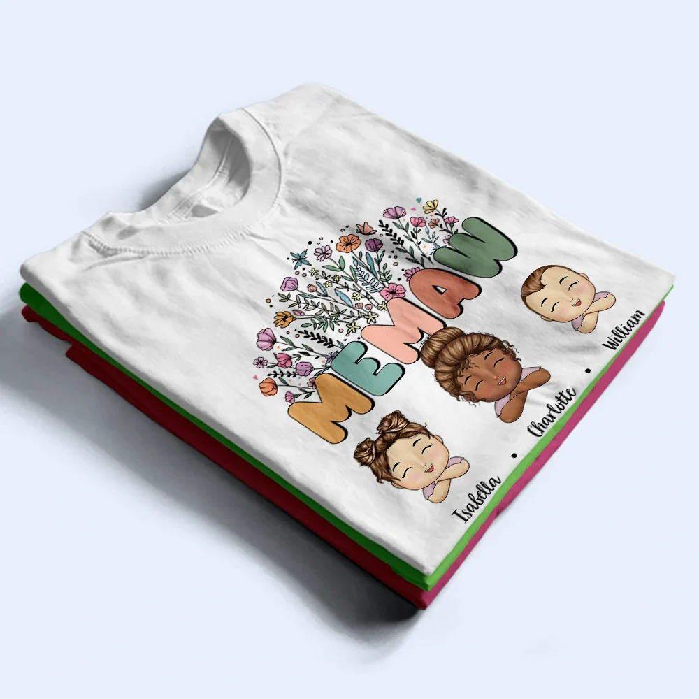 Grandma Nana Floral Title - Personalized T Shirt - Image 2
