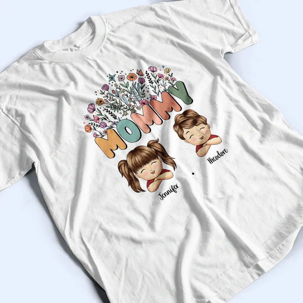 Grandma Nana Floral Title - Personalized T Shirt - Image 3