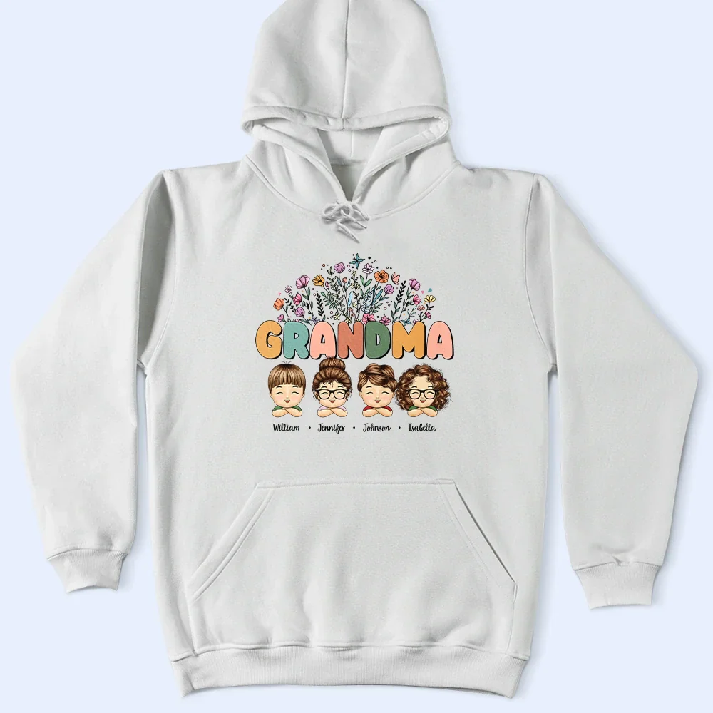 Grandma Nana Floral Title - Personalized T Shirt - Image 4
