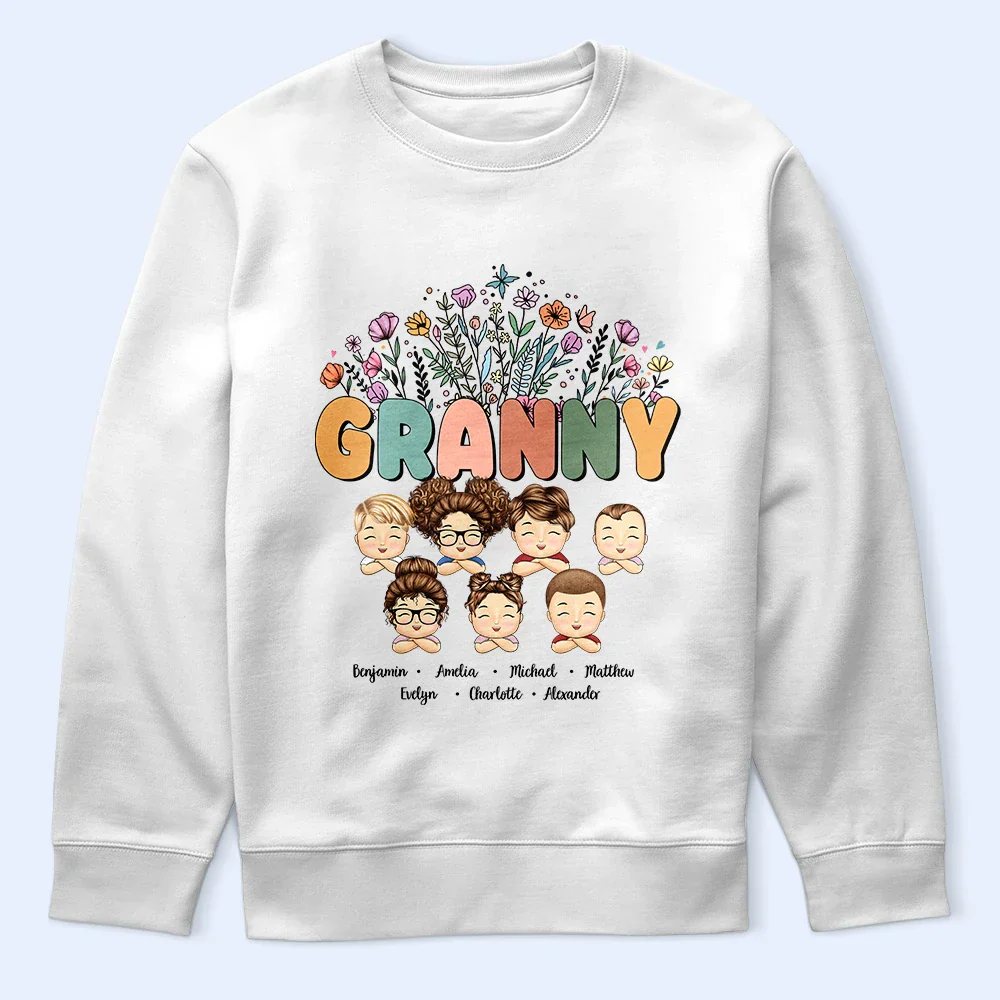 Grandma Nana Floral Title - Personalized T Shirt - Image 5