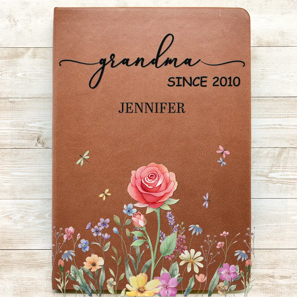 Grandma Nana Gigi Since - Personalized Leather Journal - Image 3