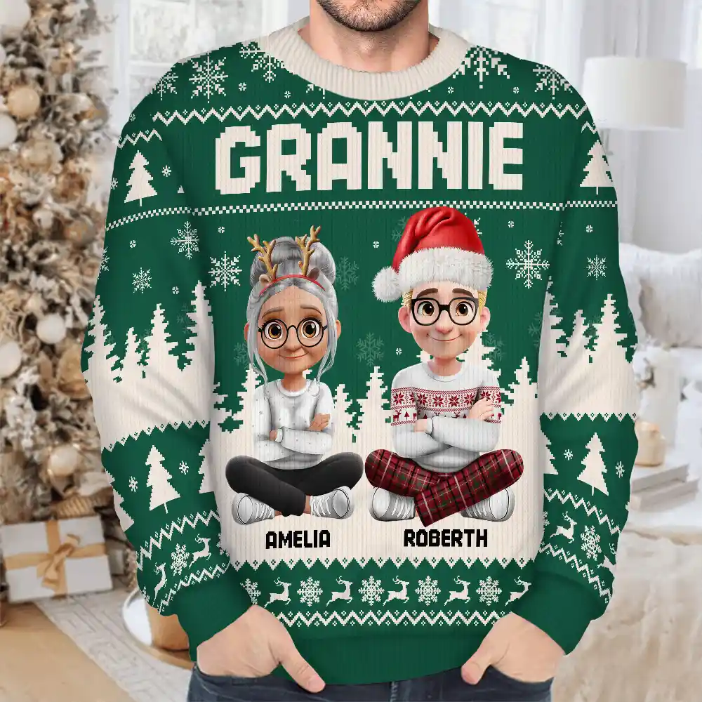 Grandma Nana Mimi Grandkid 3D Effect - Personalized Unisex Ugly Sweater - Image 4