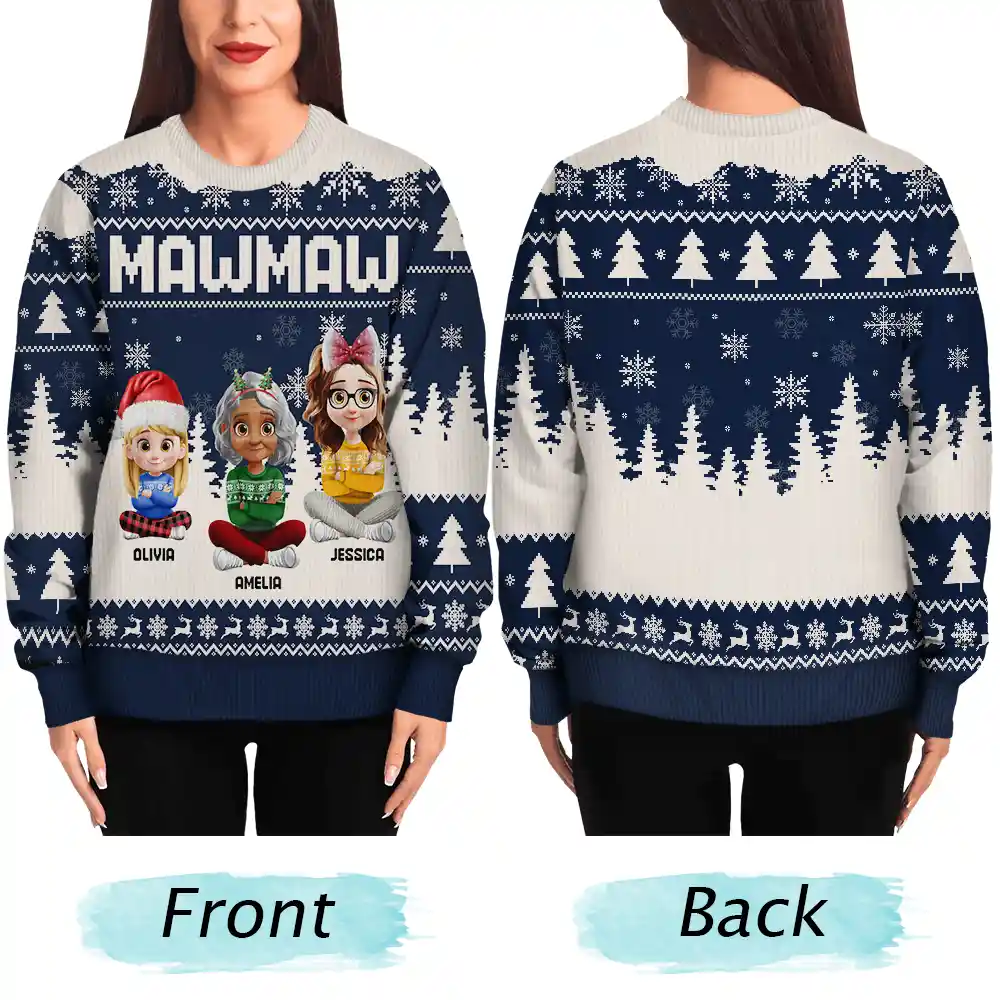 Grandma Nana Mimi Grandkid 3D Effect - Personalized Unisex Ugly Sweater - Image 5