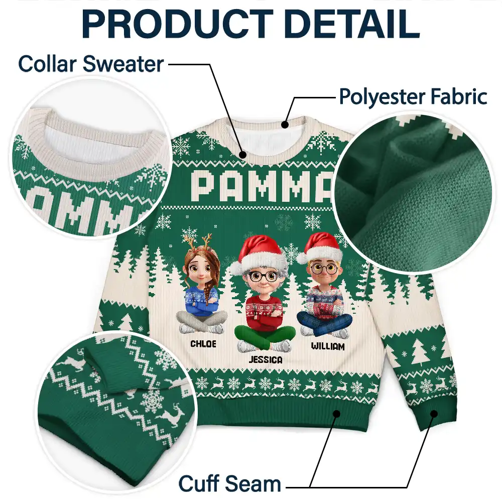 Grandma Nana Mimi Grandkid 3D Effect - Personalized Unisex Ugly Sweater - Image 6