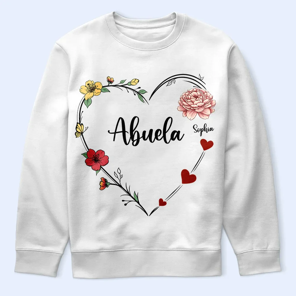 Grandma Nana Mom Birth Flower - Personalized T Shirt - Image 5
