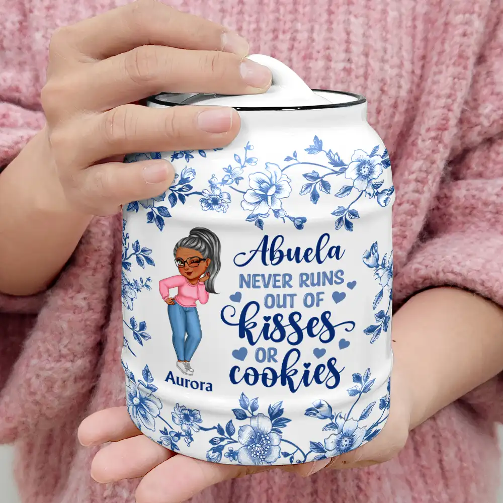 Grandma Never Runs Out Of Kisses Or Cookies - Personalized Cookie Jar - Image 4