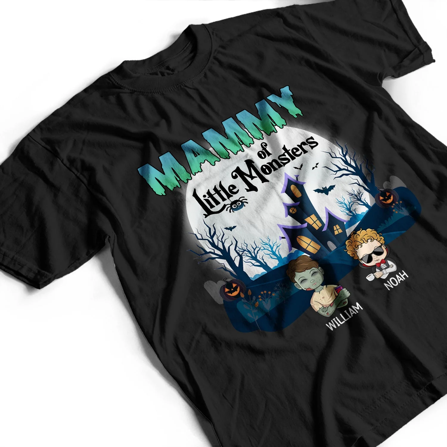 Grandma Of Little Monsters - Halloween Gift For Grandma, Grandparents, Mom, Dad, Family - Personalized T Shirt - Image 3