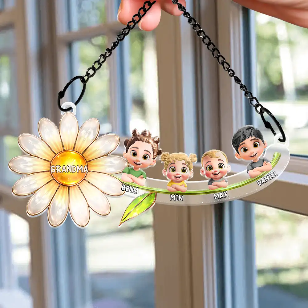 Grandma Plants The Seeds Of Love That Bloom Forever - Personalized Window Hanging Suncatcher Ornament - Image 2