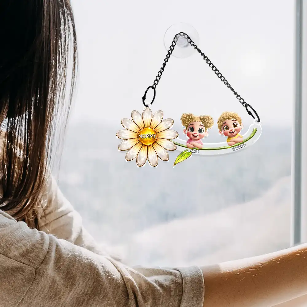 Grandma Plants The Seeds Of Love That Bloom Forever - Personalized Window Hanging Suncatcher Ornament - Image 4