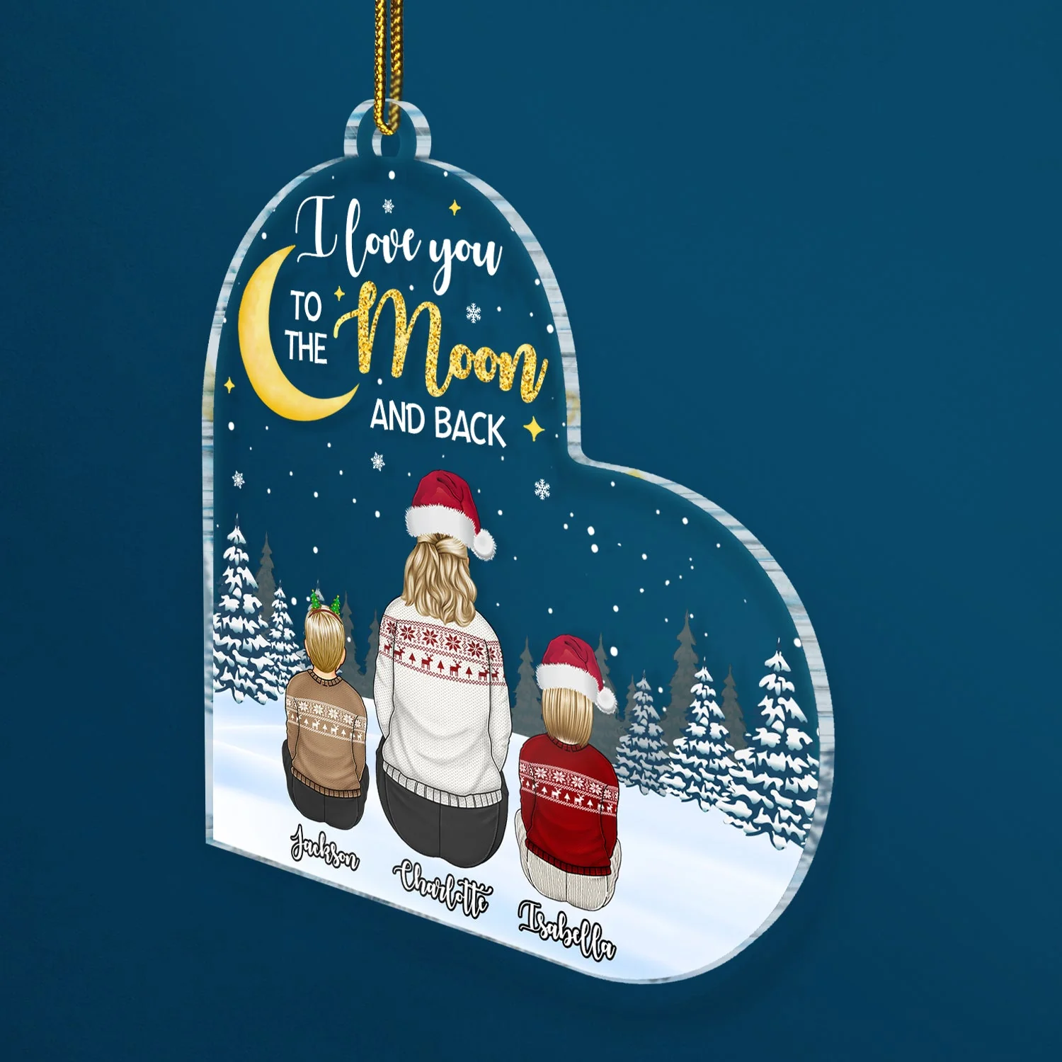 Grandma To The Moon And Back - Christmas, Gift For Grandkids, Kids - Personalized Custom Shaped Acrylic Ornament - Image 2