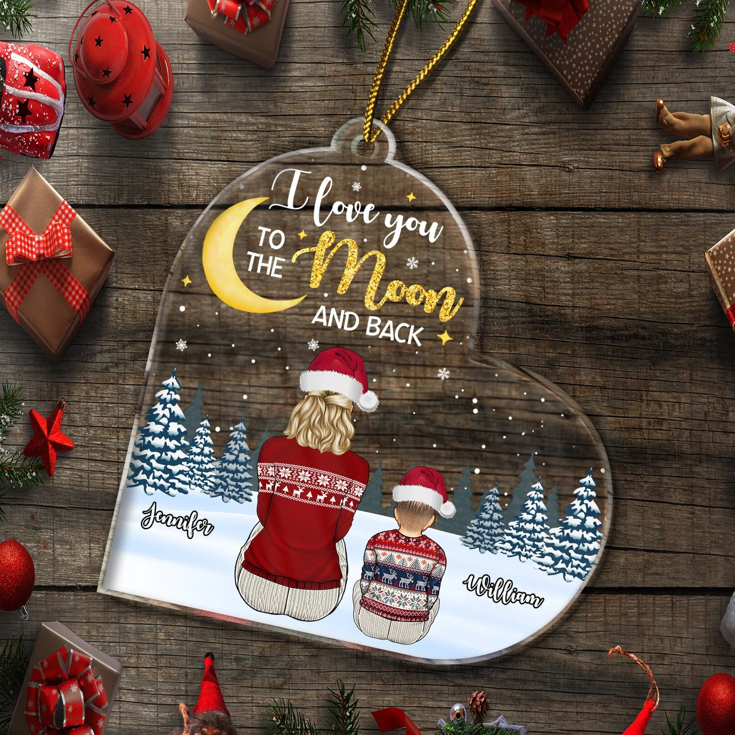 Grandma To The Moon And Back - Christmas, Gift For Grandkids, Kids - Personalized Custom Shaped Acrylic Ornament - Image 5